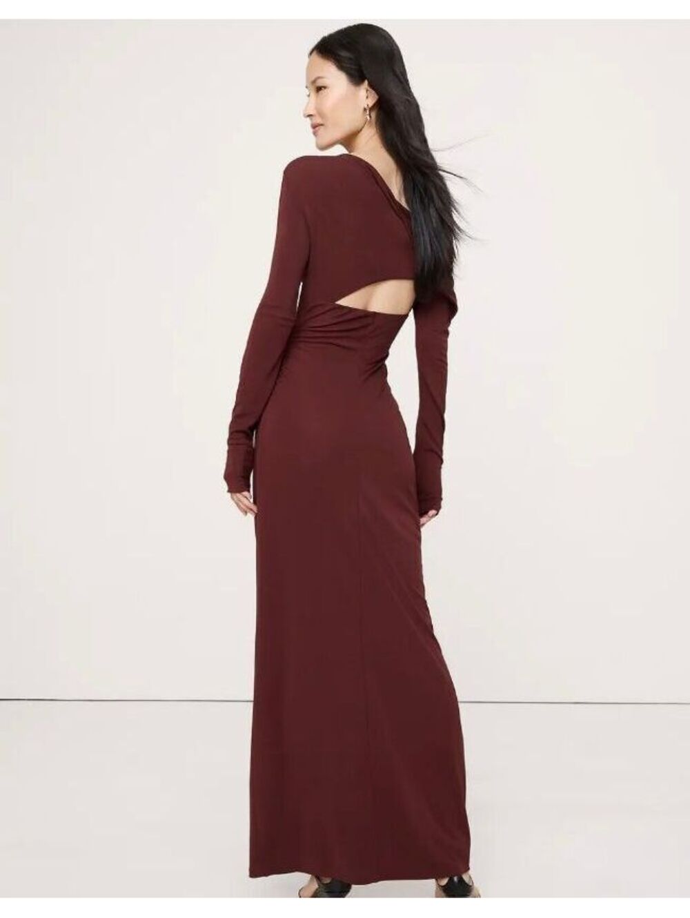 Banana republic Matte Jersey Open Back Maxi Dress red maroon NWOT party cocktail